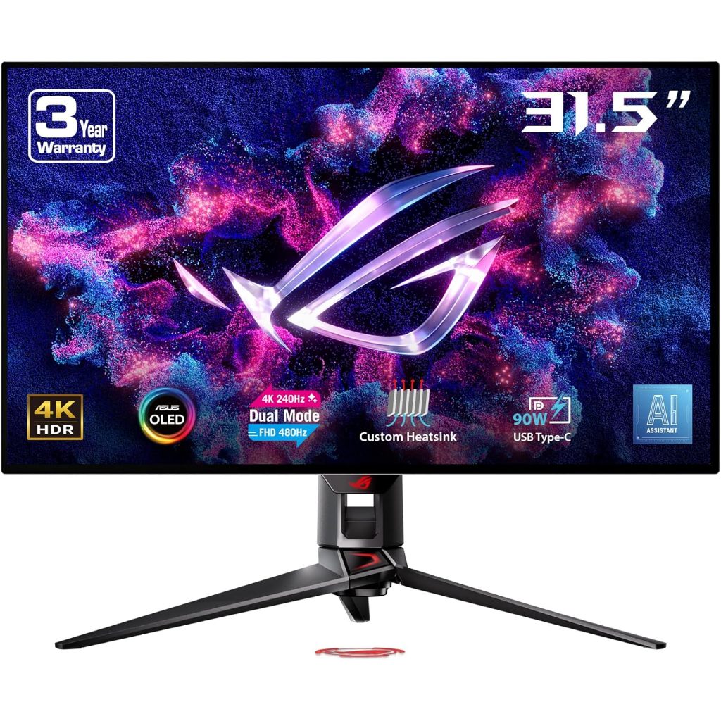 ASUS ROG 32” 4K OLED Gaming Monitor PG32UCDM QD-OLED, 240Hz, 0.03ms, Custom Heatsink, 99% DCI-P3, Tr