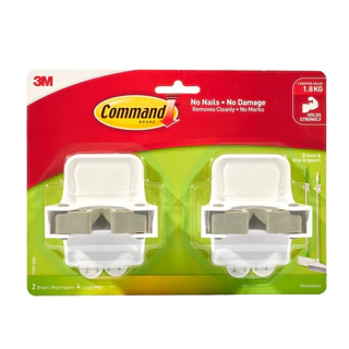 3M Command ที่แขวนไม้กวาด/ไม้ม็อบ รุ่น 17007 (2 ชิ้น/แพ็ค) รับน้ำหนักสูงสุด 1.8 กก.คอมมานด์