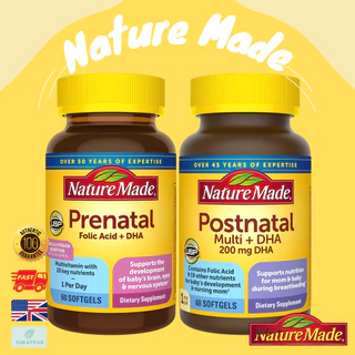 พร้อมส่ง Nature Made Prenatal with Folic Acid + DHA Prenatal Vitamin and Mineral 60 Softgels