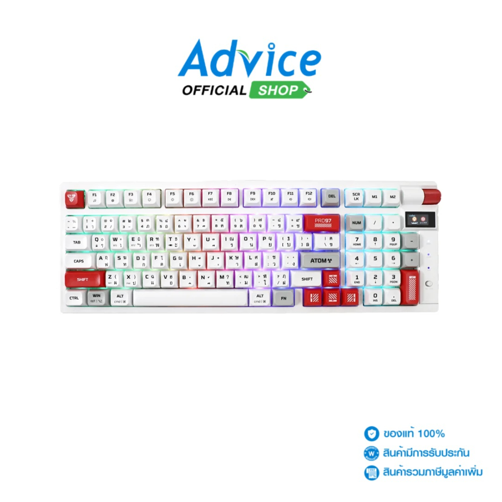 FANTECH WIRELESS/BLUETOOTH KEYBOARD (คีย์บอร์ด) MK918 WHITE - BLUE SWITCH - A0166719