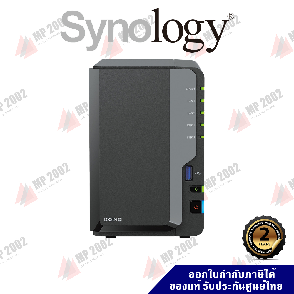 NAS SYNOLOGY (SNG-DS224+) 2Bay 4Core 2.0GHz Ram2G 2xUSB3.2 2xLan ประกันศูนย์ 2 ปี