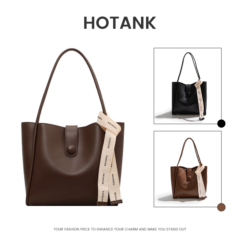HOTANK กระเป๋าสะพายข้างผู้หญิง หนัง PU ผิวเงา ความจุมาก จุของได้เยอะ ขายจำนวนจำกัด