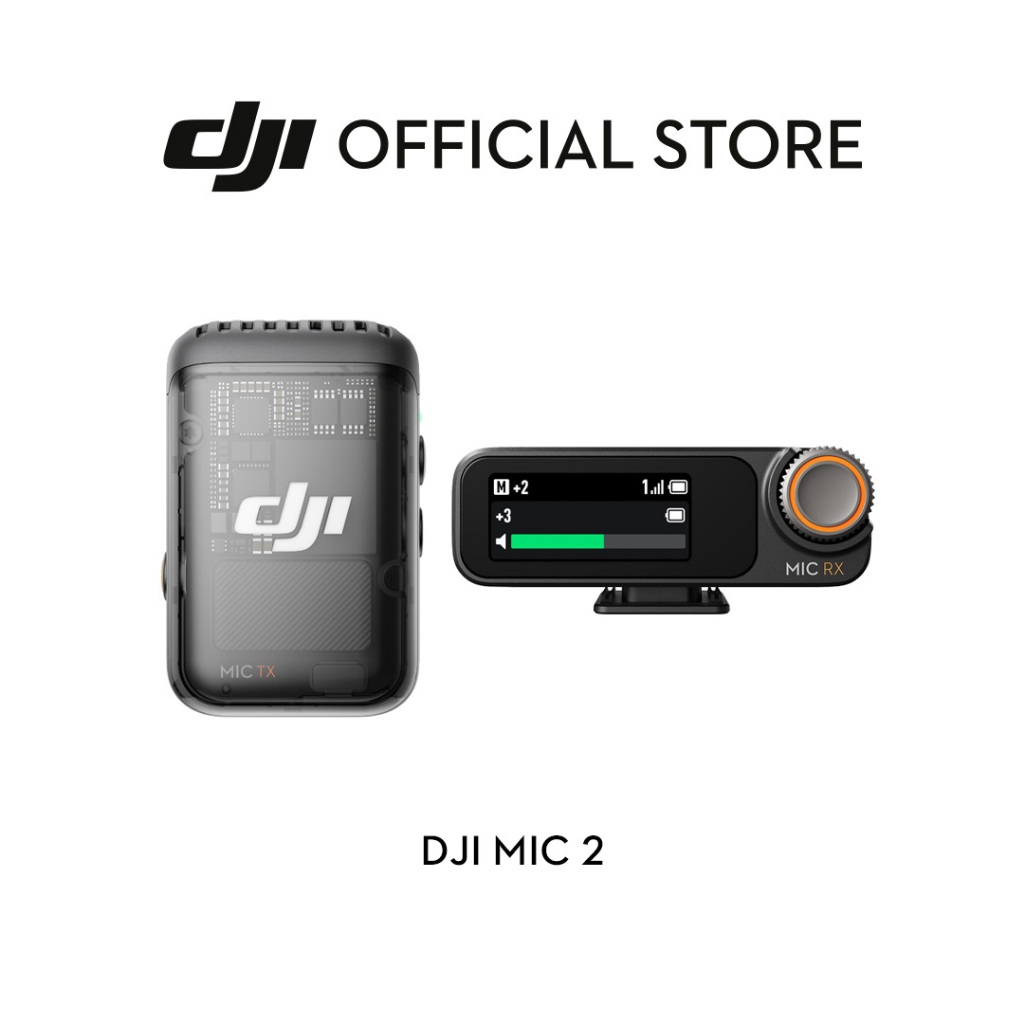DJI Mic 2 - Wireless Microphone | ไมค์ไร้สาย บันทึกเสียง | ตัดเสียงรบกวน (เฉพาะเซตมีตัวรับสัญญาณ) | เเบตเตอรี่อึด 12 ชม.