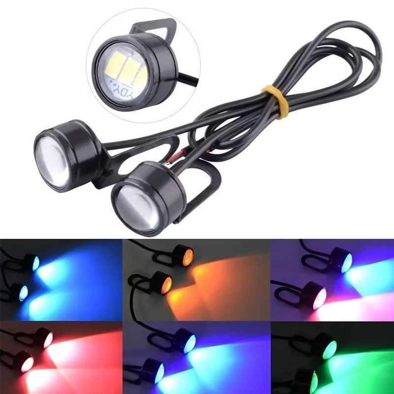 JZD-3LED ไฟตาแมว/ไฟตกแต่ง ใช้ใส่สำหรับรถมอเตอร์ไซค์และรถเก๋ง กระพริบ มี6สีให้เลือก ราคาต่อ1คู่ 12V