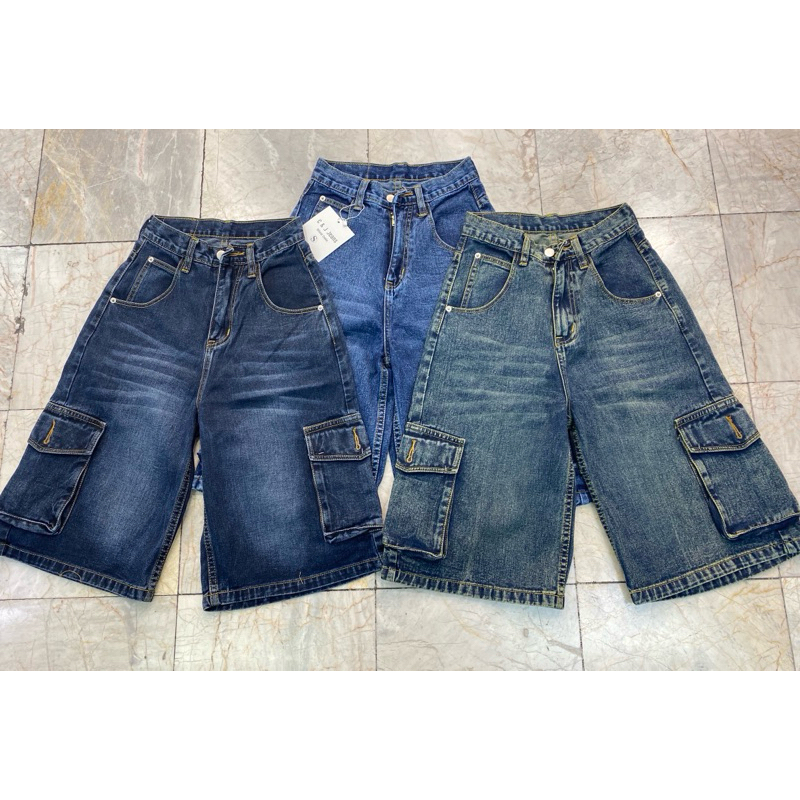 กางเกงยีนส์ทรง 5 ส่วน กระเป๋าคาร์โก้ ผ้าไม่ยืด ทรงสวย - รูปที่ 7