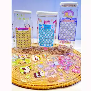 JM - กระปุกออมสินใสพลาสติก 2 แถม 1 [คละรุ่นตามใจแม่ค้า]