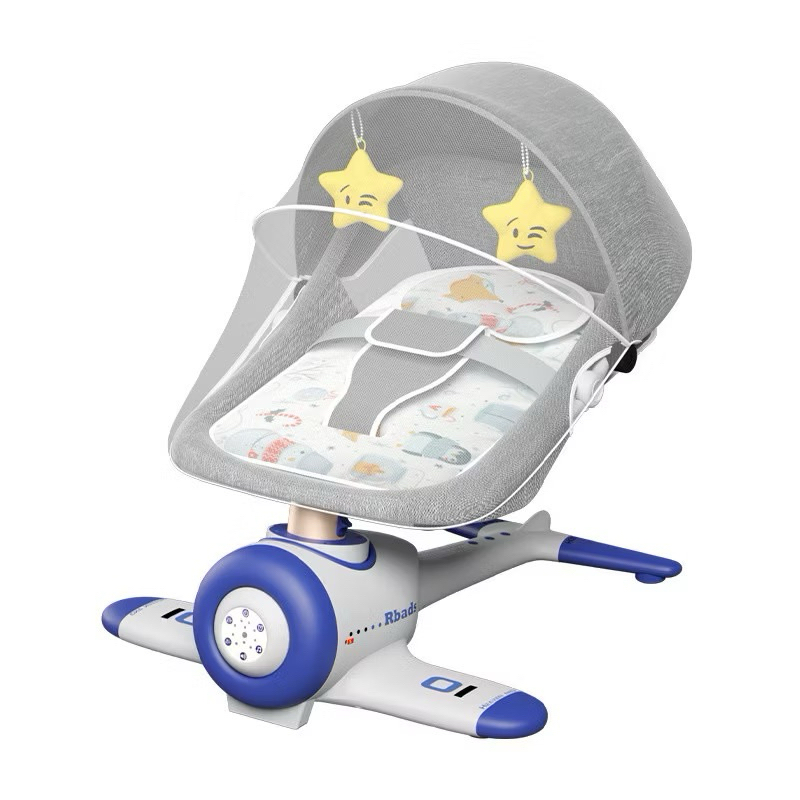 👶🏻💥เปลไกวไฟฟ้า เปลไกวไฟฟ้าพร้อมเสียงดนตรี 💥แองจี้ รุ่น BB 01 สีน้ำเงิน