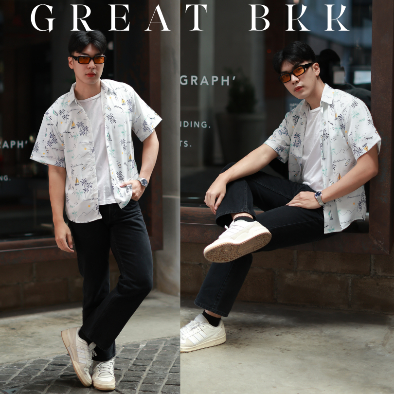 ลายใหม่ M-2XL (2)🌴⛱️ เสื้อฮาวาย เชิ้ต เสื้อสงกรานต์ ผ้าไหมอิตาลีพิมพ์ลายคมชัด สีสดใส ผ้าพริ้วใส่สบาย ไม่ต้องรีด(ปกเชิ้ต) รูปที่ 5