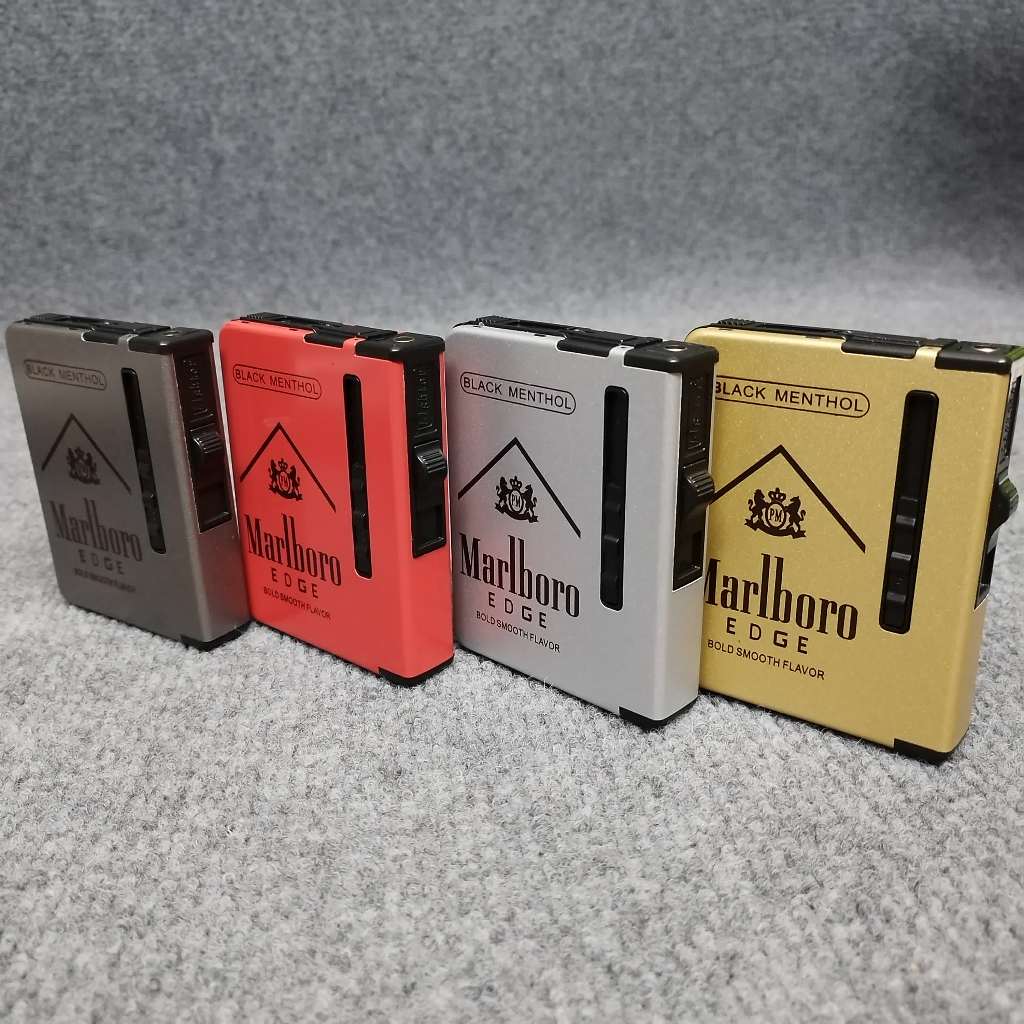 MarlBoroกล่องใส่บุหรี่ 2 IN 1 กล่องเก็บบุหรี่ พร้อมไฟแช็ก กันกระแทก อลูมิเนียมทนทาน 12 มวนทนความชื้น