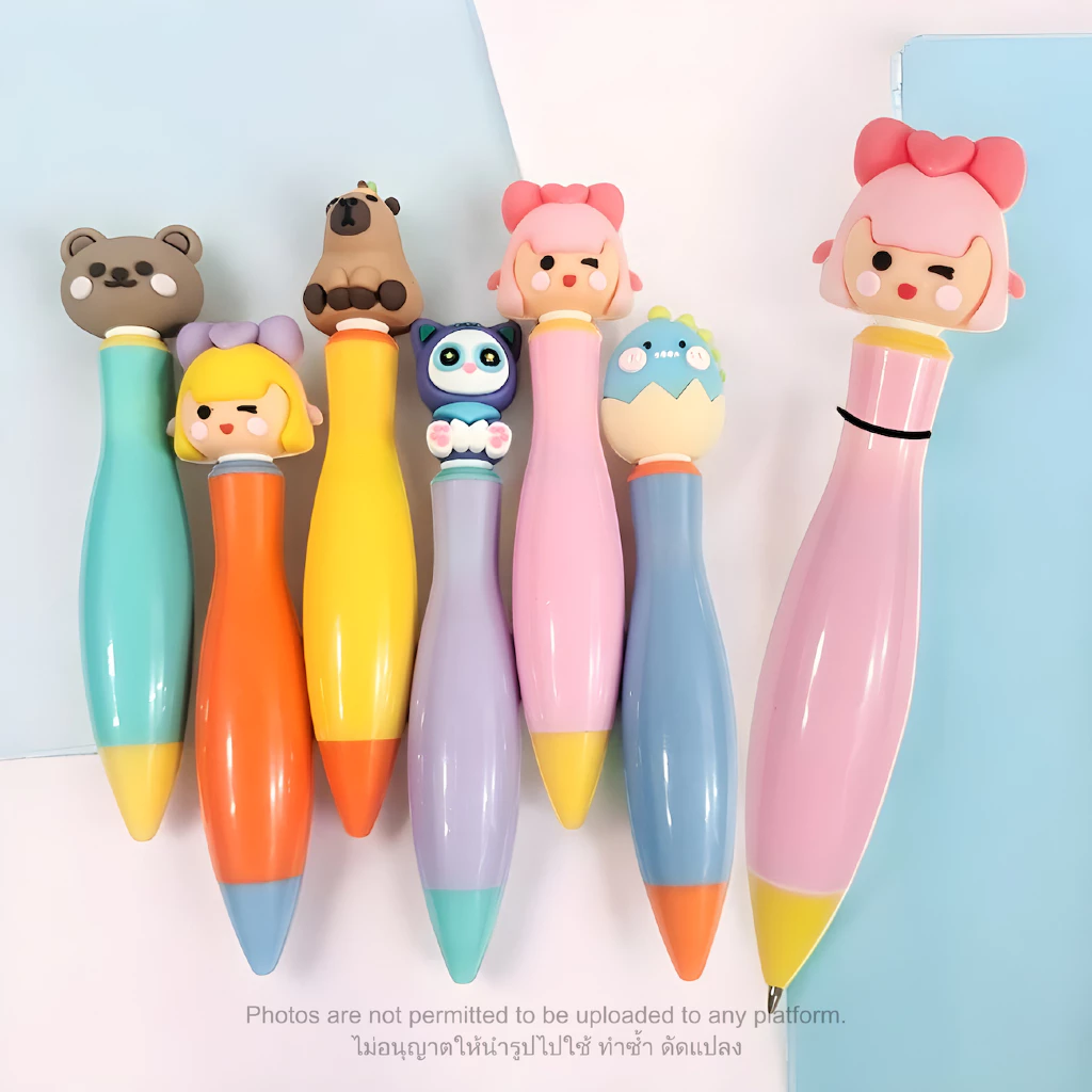 ปากกาลูกลื่นรูปการ์ตูนน่ารัก Pastal pen หมึกน้ำเงิน ขนาด 0.5 มม. เขียนรื่น จับถนัดมือ