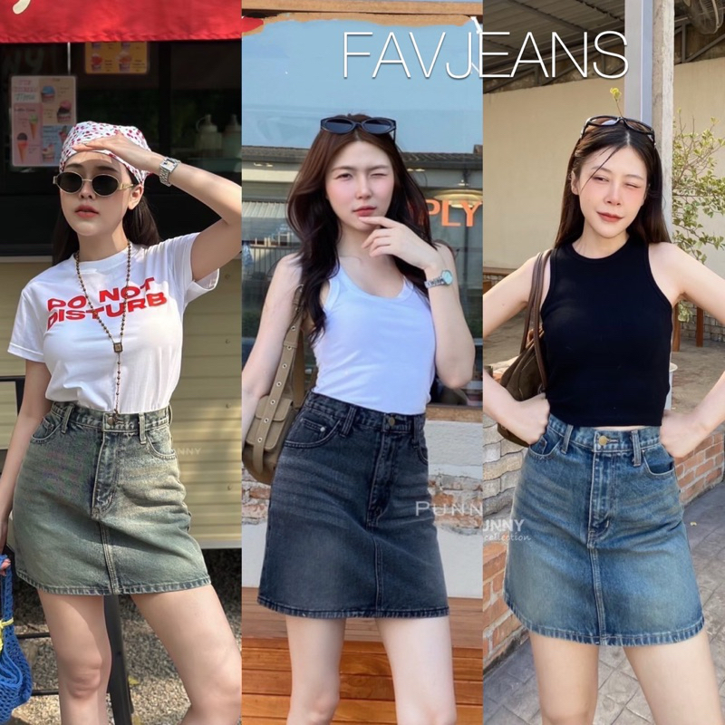 🔥ไซส์S~40 กระโปรงยีนส์สั้นผ้าไม่ยืดสีฟอกสวยแซ่บ