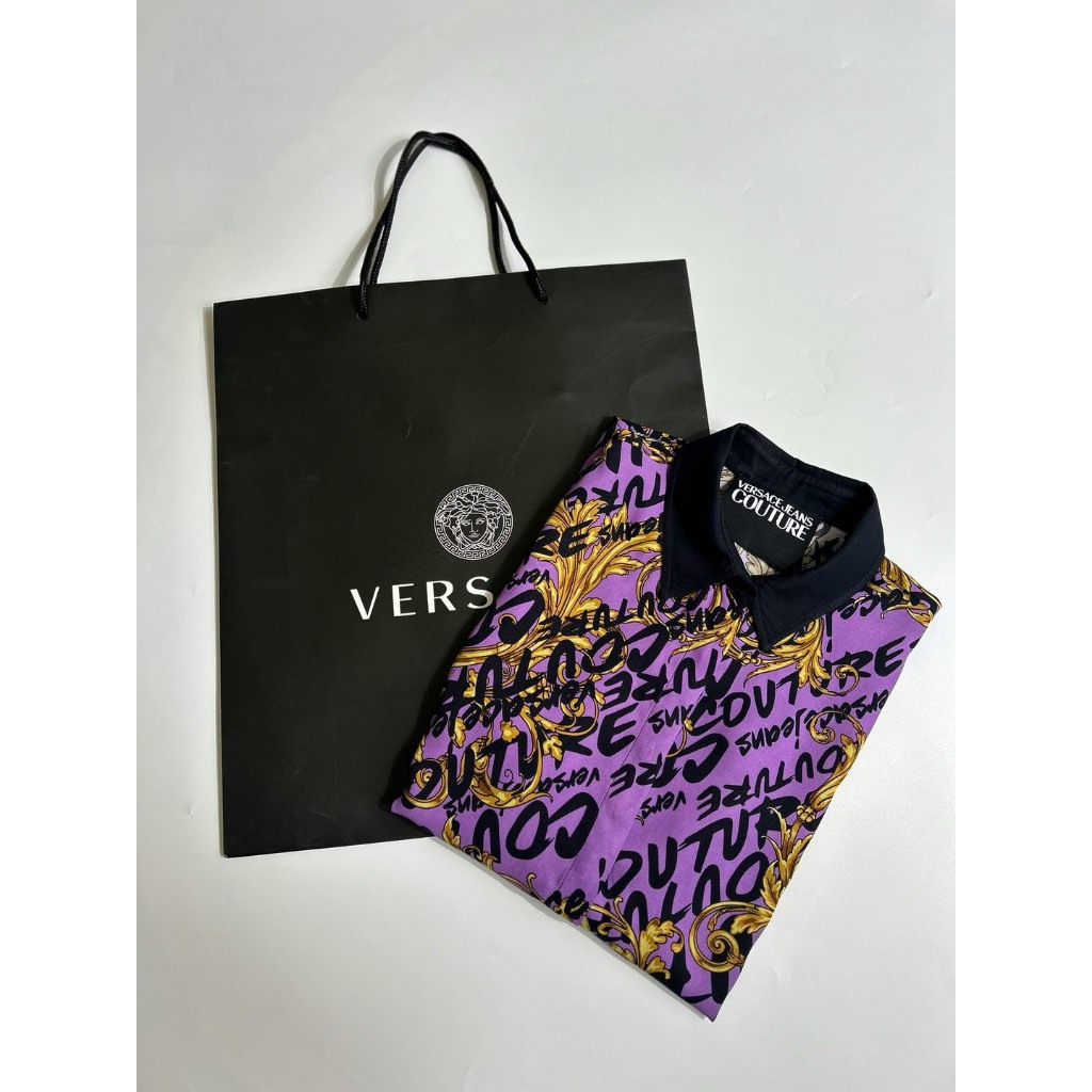 เสื้อ VERSACE JEANS COUTURE SHIRT PURPLE&BLACK