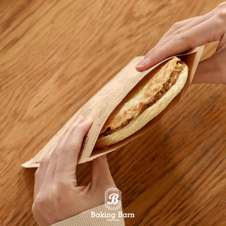Baking barn (50 ชิ้น/แพ็ค) ถุงกระดาษคราฟท์ สีน้ำตาลใส่เบเกอรี่ ถุงกระดาษใส่ของทอด ภายในเคลือบกันน้ำกันน้ำมัน Paper bag