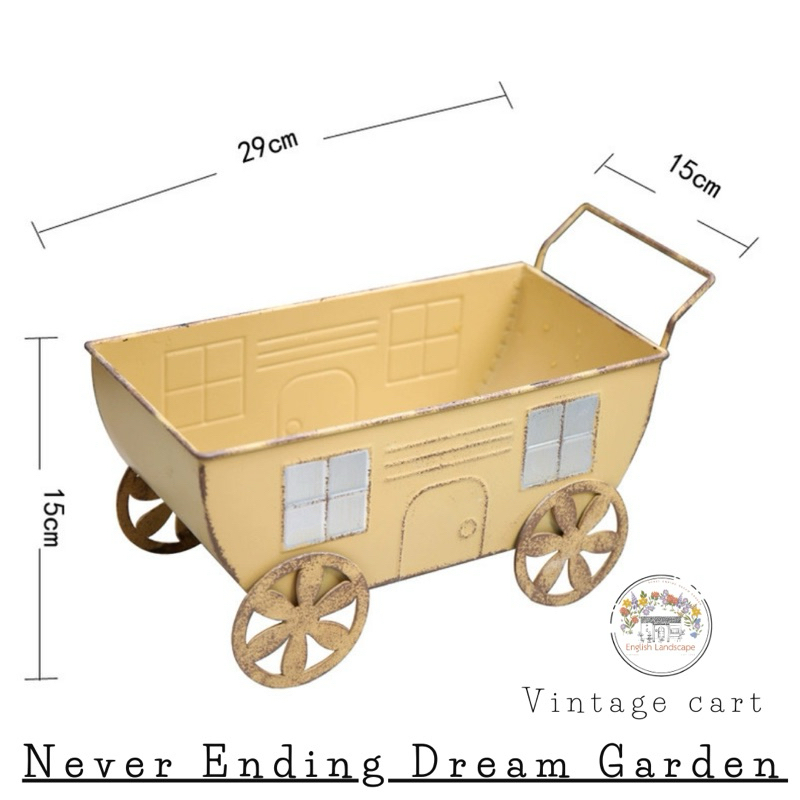 Vintage style cart รถเข็นสไตล์วินเทจ รถเข็นกระถางต้นไม้ กระถางต้นไม้วินเทจ