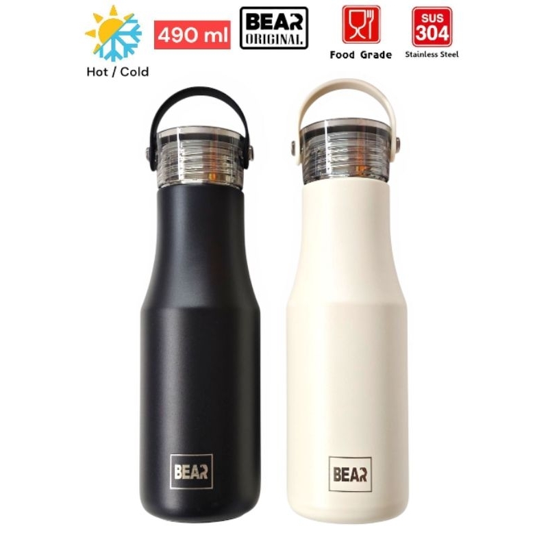 BEAR กระบอกน้ำเก็บอุณหภูมิ รุ่น Capsule 500mlได้ทั้งร้อน/เย็น สเเตนเลส 304 ผนัง 2 ชั้น มีหูหิ้วในตัว