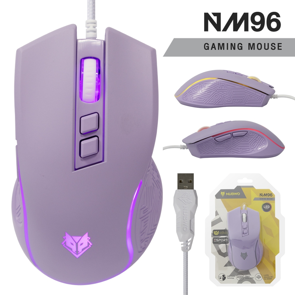 Nubwo NM-96 Gaming Mouse เมาส์เกมมิ่ง เสียงเงียบ ปรับ DPI ได้สูงสุด 3600 มี 7 ปุ่ม ปรับสีไฟได้