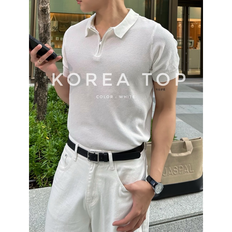 ‼️พร้อมส่ง🍻Korea Top เสื้อโปโล ทรฃสวย เรียบหรู ดูแพง เนื้อผ้านุ่มใส่สบาย ดีไซน์แขนทำให้ดูหุ่นดี มีกล้าม👖✨
