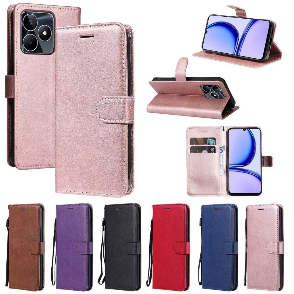 เคส กระเป๋า ฝาพับ กระดุม สำหรับ Oppo Realme C75 C61 C63 C67 C51 C53 C55 C33 C30 C30S C35 Realme 14Pro Note50 Note70