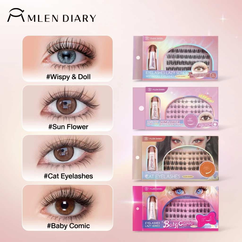 [ฟรี! กาวติดขนตา]MLEN DIARY Lazy Lashes ขนตาปลอมแบบช่อ ติดง่าย เบาสบายตา ไม่ระคายเคือง