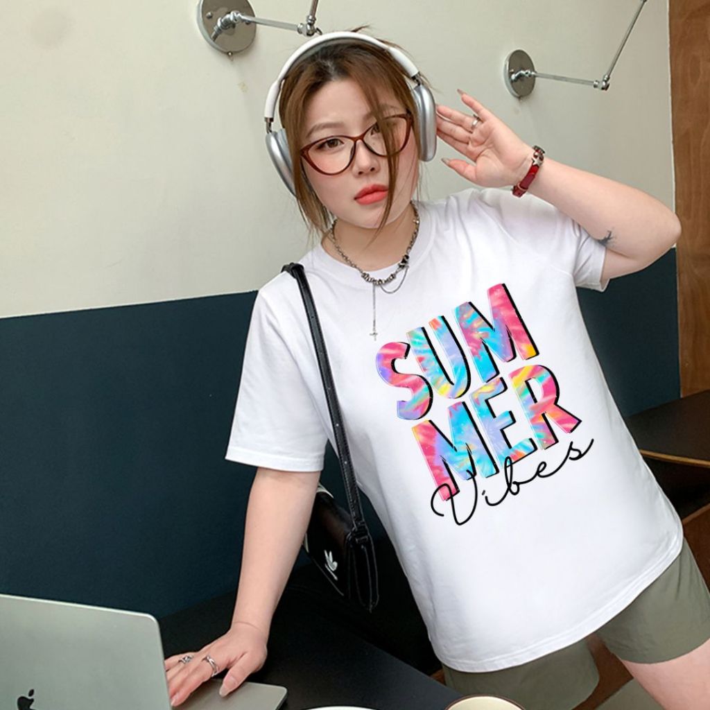 Teddy Tee🌊เสื้อสงกรานต์ลายฮิต  เสื้อยืดสาวอวบ ชุดสาวอวบ ผ้าฝ้าย100% แฟชั่น ไม่หดตัว คุณภาพสูง ไม่ต้อ