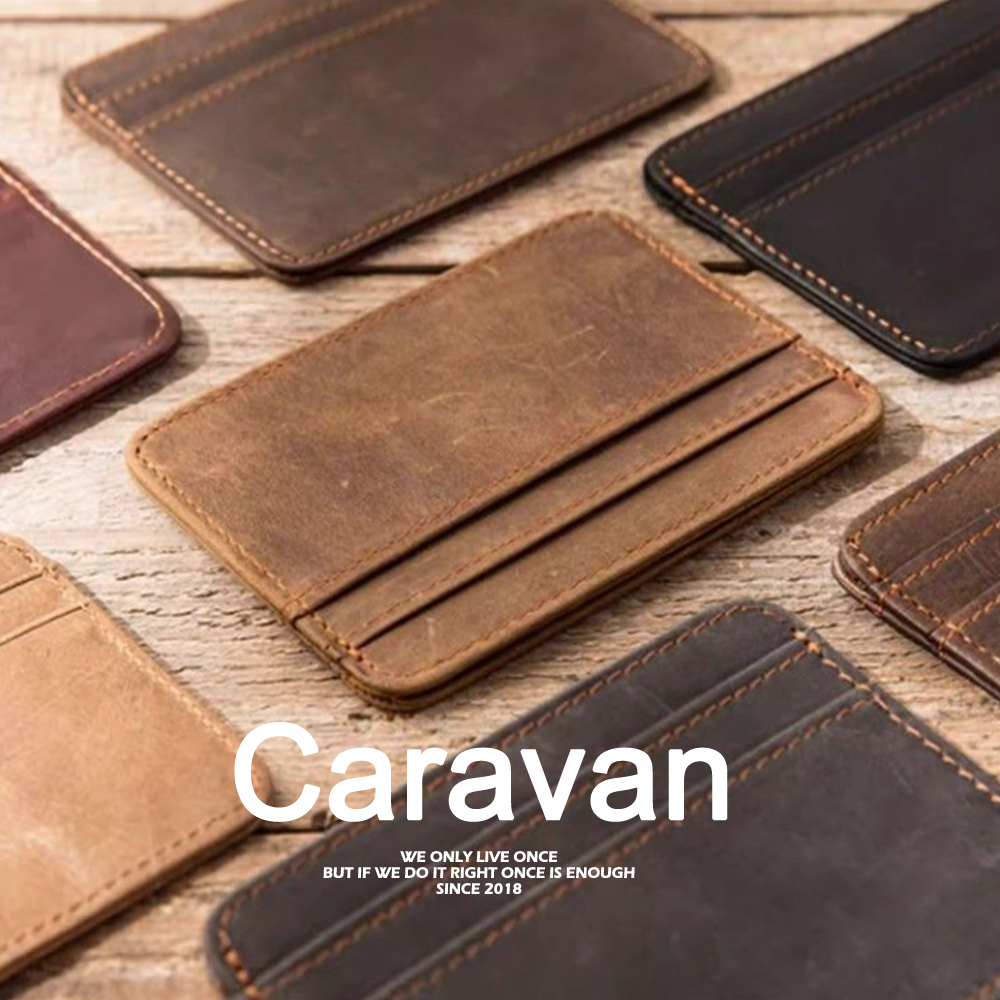 Caravan crew กระเป๋าสตางค์ ใส่บัตรได้ แบบบางพิเศษ ขนาดเล็ก แบบเรียบง่าย Card holder