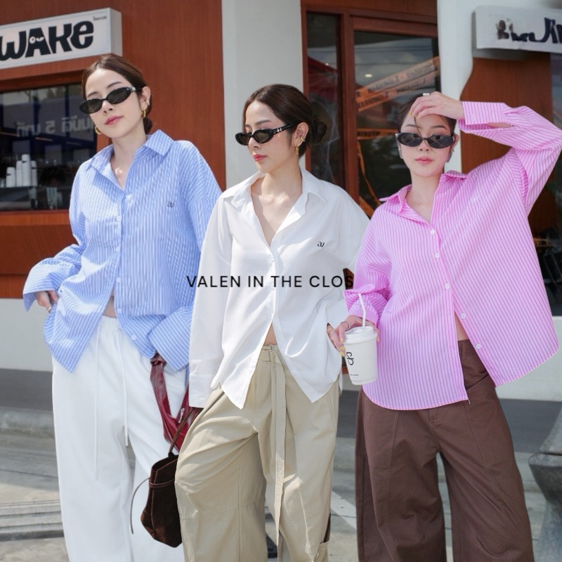 Amuse oversize shirt 🔖📍 เสื้อเชิ้ต oversize ผ้าลายทาง เกรดพรีเมี่ยมเนื้อเบา