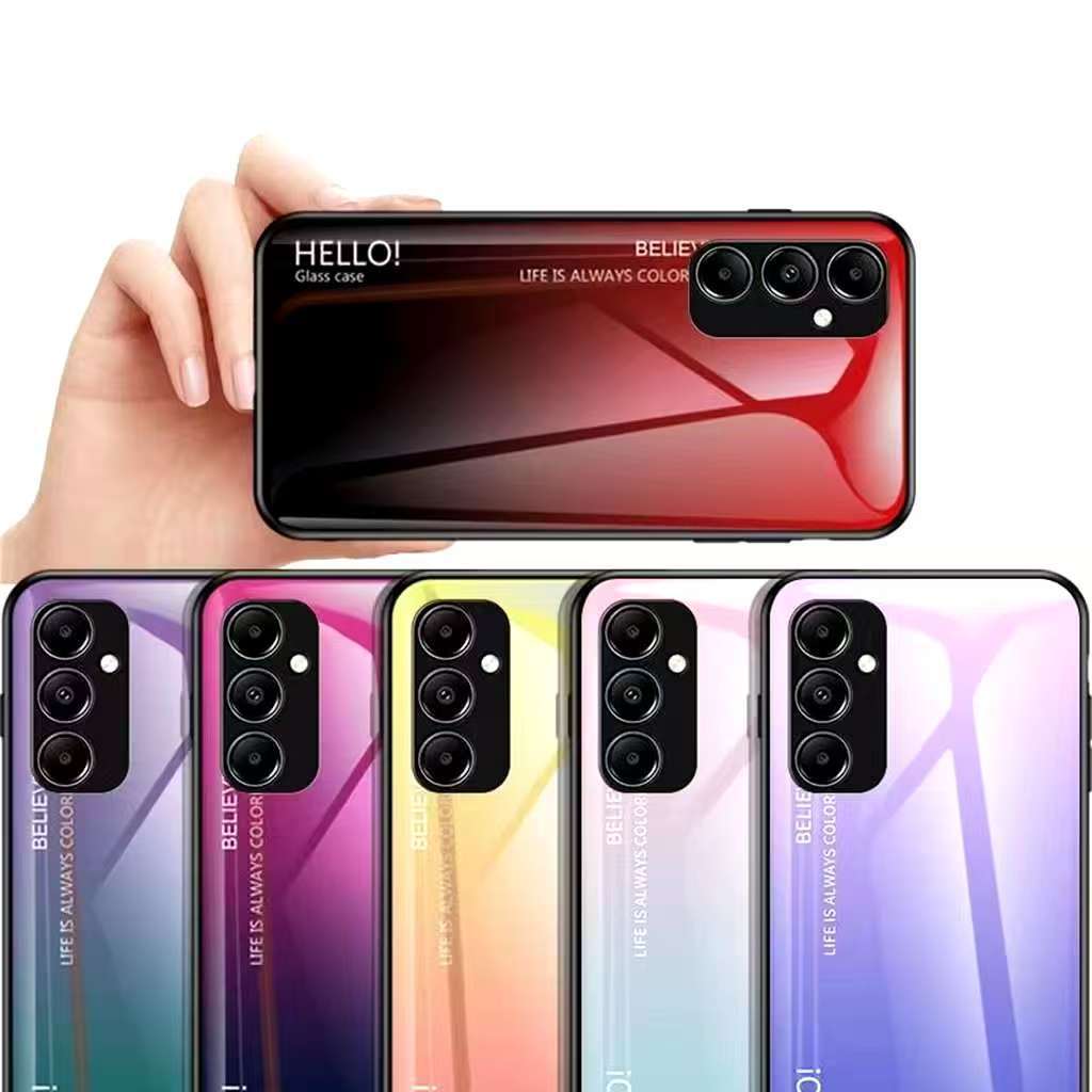 เคสหลังกระจก ไล่สี สำหรับรุ่น Samsung A05S S23FE A15 A25 A35 A55 A14 A34 A54 A04S A13 S24FE A26 A36 A56 เคสกันกระแทก