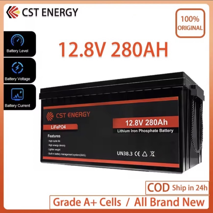 CST ENERGY แบตเตอรี่โซล่าเซลล์ แบตลิเธียม12V 280AH ​​​​LiFePo แบตโซลาร์เซลล์ แบตเตอรี่12v มีการรับปร