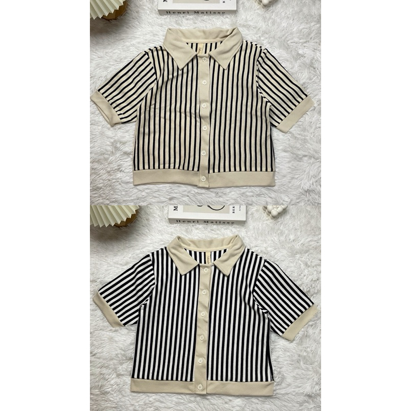 Striped collar shirt