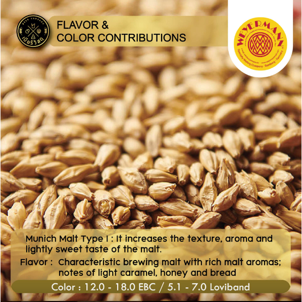 Weyermann Munich malt type 1 (500 g.) EBC 12 – 18