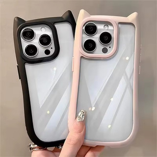 3Dหูแมว เคสไอโฟน13 17 Air เคสไอโฟนซิลิโคนใสกันกระแทกเวอร์ชั่นเกาหลีFor iPhone 11 15 Pro Max 14 12 16 12 Pro Max XR XS Ma