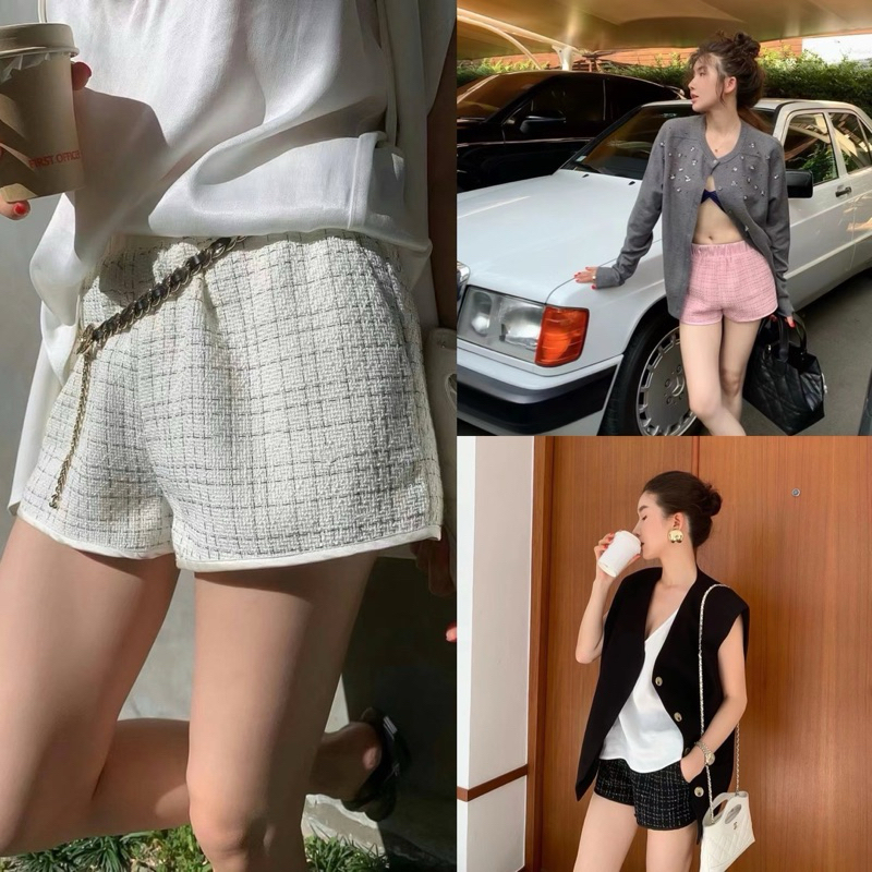 𝗖𝗟𝗔𝗦𝗦𝗬 𝗧𝗪𝗘𝗘𝗗 𝗦𝗛𝗢𝗥𝗧𝗦 🔖  51 กางเกงขาสั้นผ้าทวีตสุดหรู ดูไฮมาก ให้ฟีลลูกคุณ