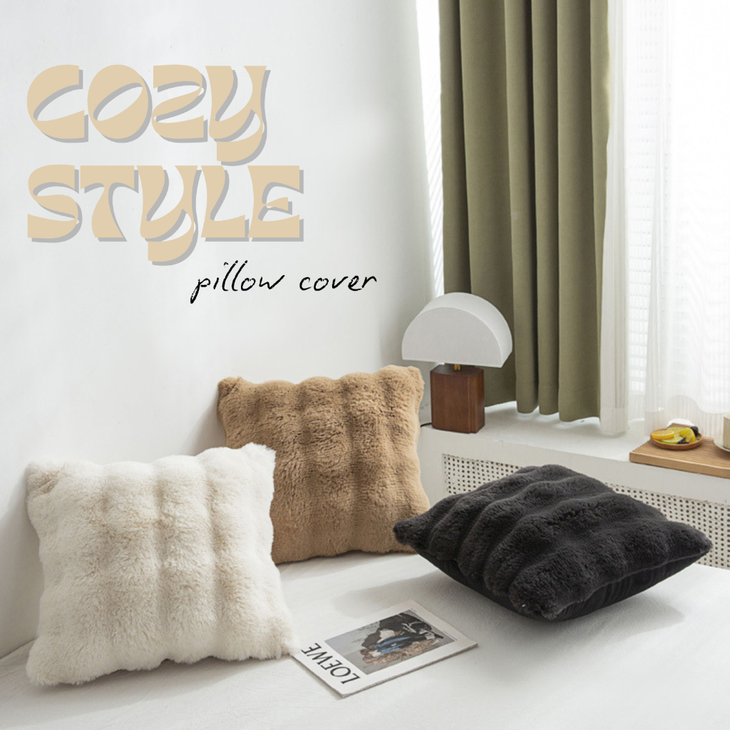 [new] ปลอกหมอน ขนกระต่ายเทียม ขนนุ่ม ฟู ลื่นผิวมาก ขนาดมาตรฐาน Lux collection
