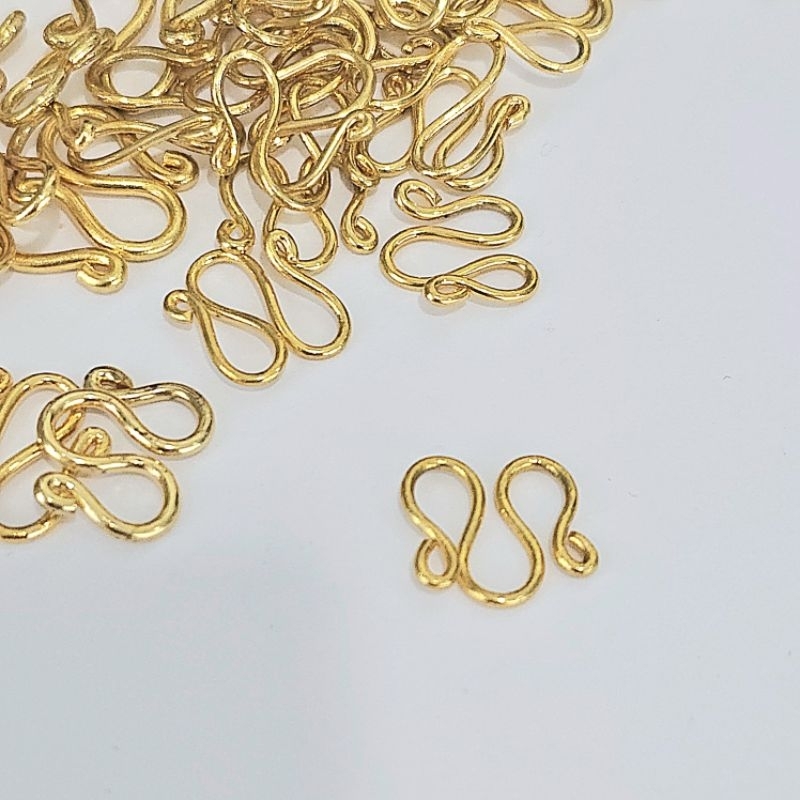 ตะขอตัวเอ็ม ตะขอสร้อยคอ ทองเหลืองชุบทอง ตะขอm