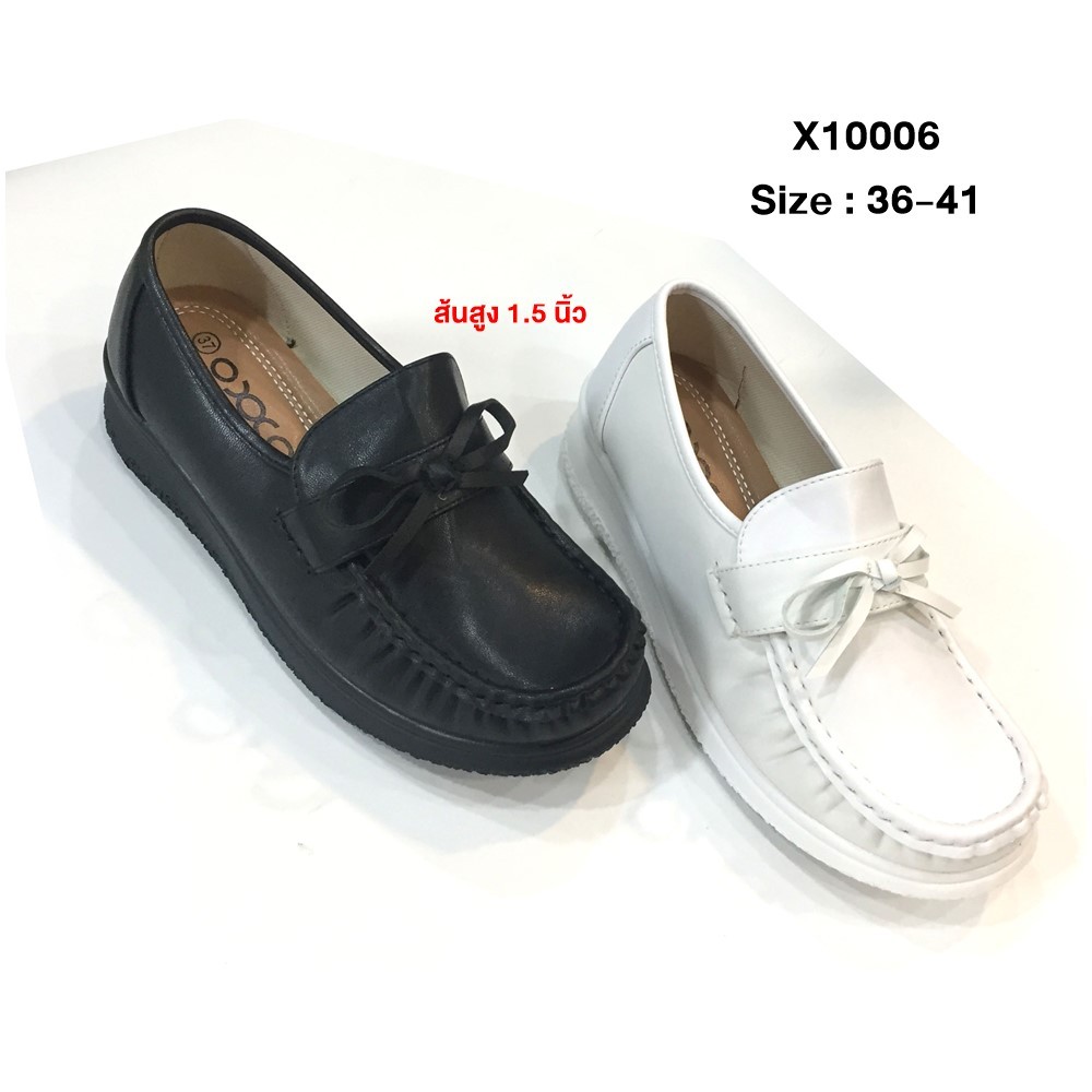 prettycomfort รองเท้าเพื่อสุขภาพ พยาบาล วัสดุหนังพียูคุณภาพใกล้เคียงหนังแท้ X10006 เล็กกว่าปกติ1ไซส์
