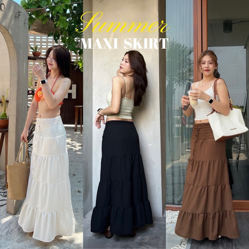 APSHOP-019 กระโปรงยาวขนมชั้น เอวสม็อบ