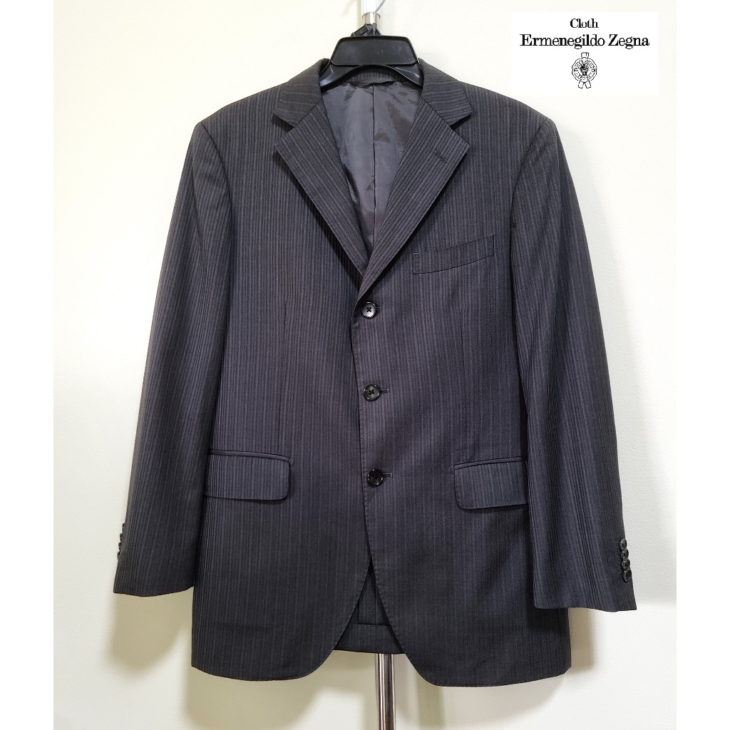 เสื้อสูทผ้า Ermenegildo Zegna สีเทา อก 41 นิ้ว มือสอง