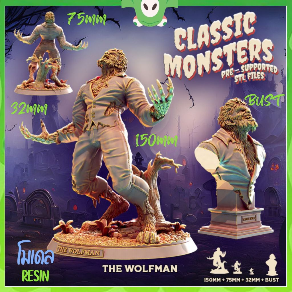 Miniature Model Bust Classic Monsters The Wolfman