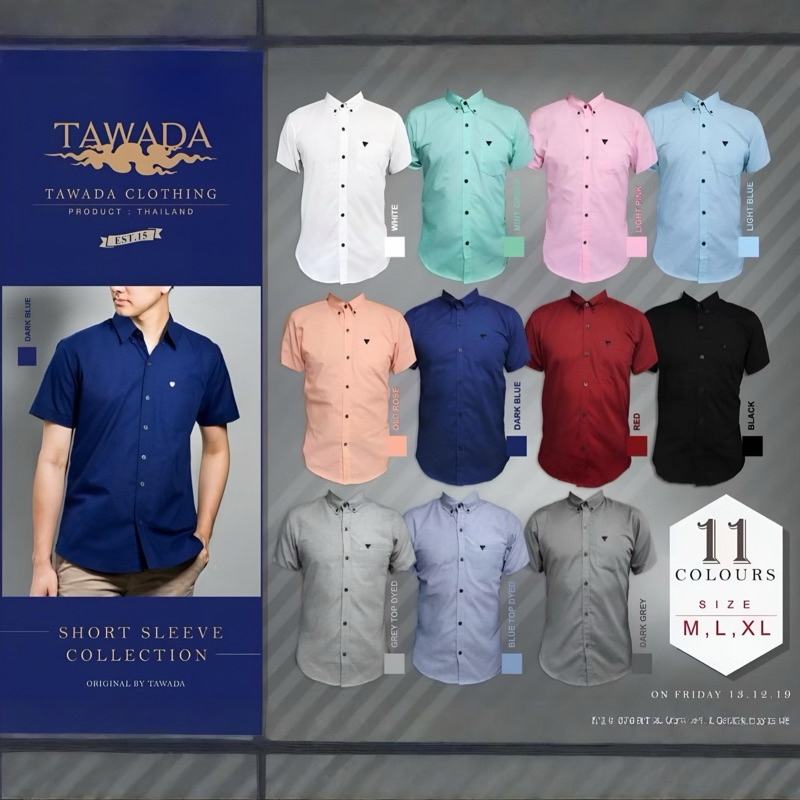 เสื้อเชิ้ตคอปกแฟชั่นแบรนด์ TAWADA ทรง Slimfit ผ้า Oxford Cotton100%