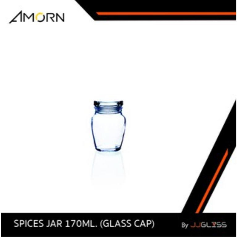 JJGLASS (AMORN ) SPICES JAR 170ML. (GLASS CAP) - ขวดแก้วพร้อมฝาแก้วสูญญากาศ เนื้อใส