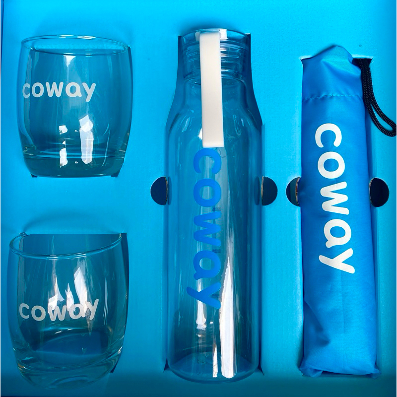 Coway giftset ขุดแก้วน้ำ ขวดน้ำ ร่ม จากแบรนด์Coway
