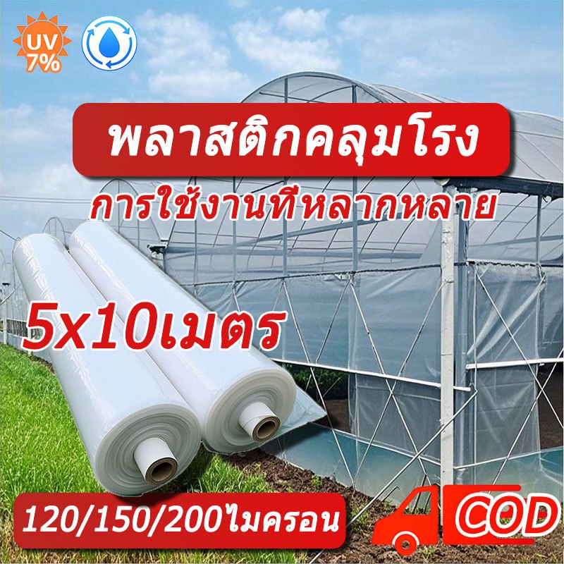 พลาสติกคลุมโรงเรือน พลาสติกโรงเรือน กันฝน พลาสติกใส พลาสติกPE หนา 200/150/120 ไมครอน โรงเรือน โรงเรื