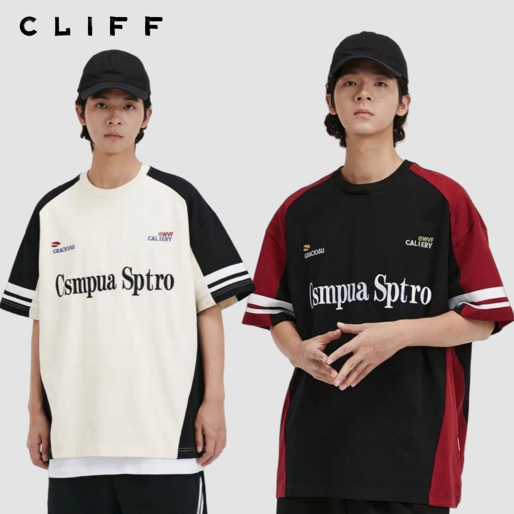CLIFF แขนสั้นผู้ชาย การออกแบบชุดเบสบอล ยอดนิยมสไตล์อเมริกัน กีฬาแฟชั่น คอกลม