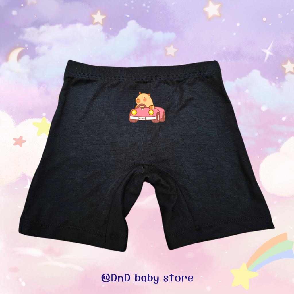 กางเกงซับในเด็กสีดำ(รุ่นใหม่หนานุ่มขึ้น) กางเกงในเด็ก กันโป๊  ลายคาปิบาร่า ขาไม่บาน ยืดหยุ่นเบาสบายไม่เข้าวิน 2-12 ปี - รูปที่ 3