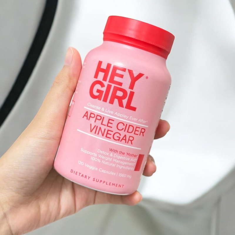 Apple cider vinegar Hey girl ปริมาณ 2160mg ขนาด 120แคปซูล
