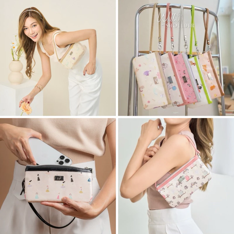 Wallet on Shoulder KEPT กระเป๋าสตางค์ใบยาว ใส่มือถือได้ทุกรุ่น ปรับสายเพื่อคล้องบ่าคล้องแขนได้ มีช่องซิปเพื่อใส่เหรียญ