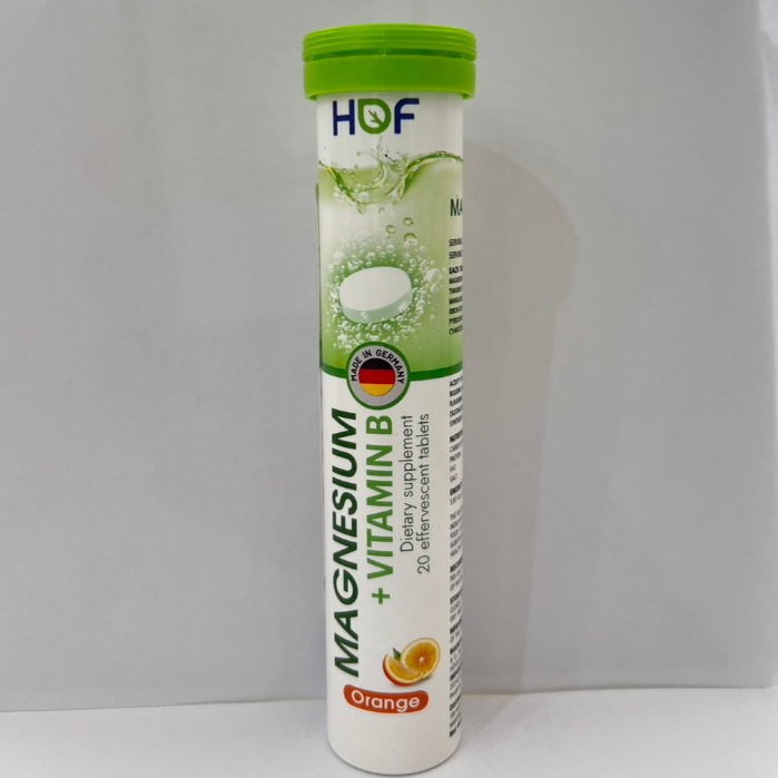 HOF Magnesium + Vitamin B ผลิตภัณฑ์เสริมอาหารแบบเม็ดฟู่ แมกนีเซียม วิตามินบี บรรจุ 20 เม็ด