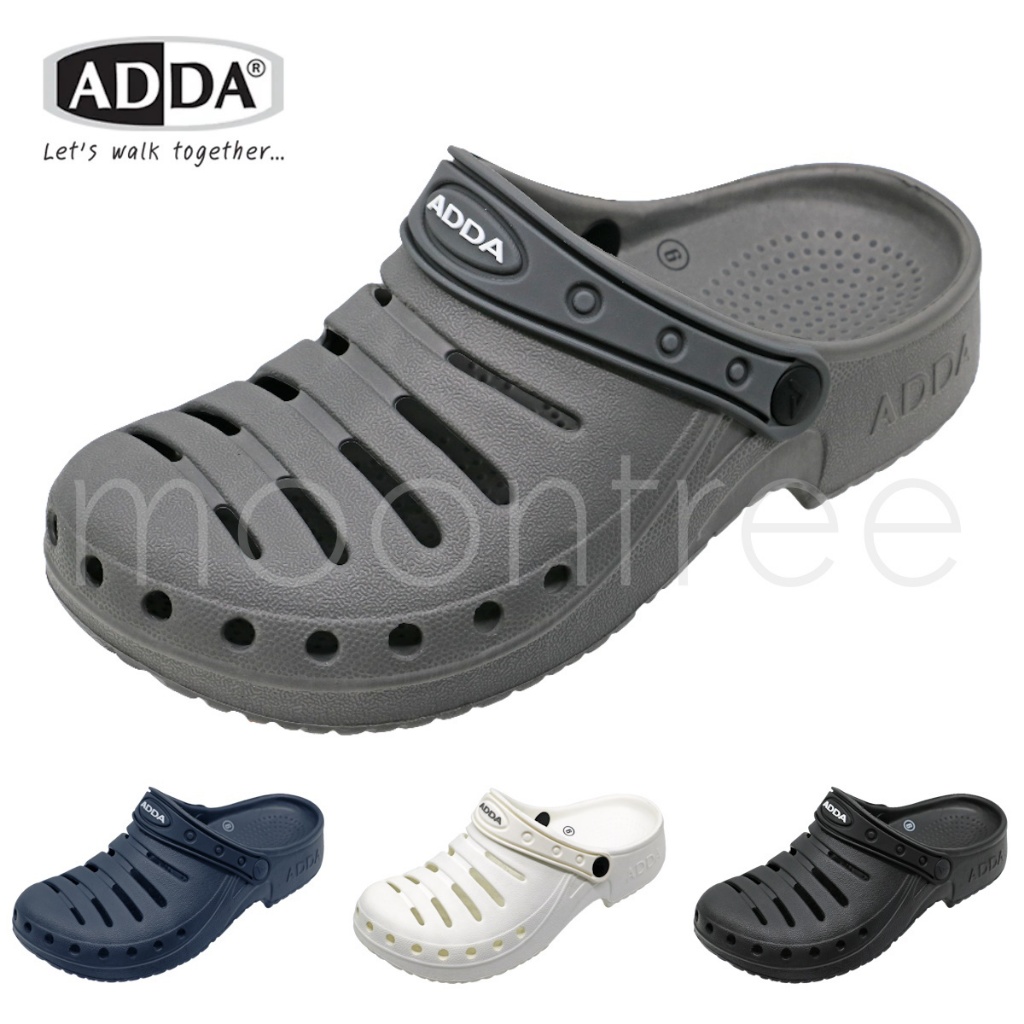 🔥ADDA 5303 รองเท้าแตะ ผู้ชาย แบบสวมหัวโต รุ่น ไซส์ 7-10 สี ดำ เทา กรม ขาว Moontree
