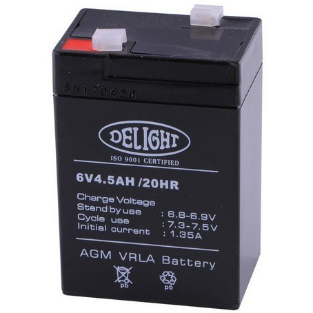 แบตเตอรี่ แห้ง 6V 4.5AH DELIGHT ถ่านไฟฉายและเครื่องชาร์จ งานไฟฟ้า วัสดุก่อสร้าง สำรองไฟ ไฟฉุกเฉิน