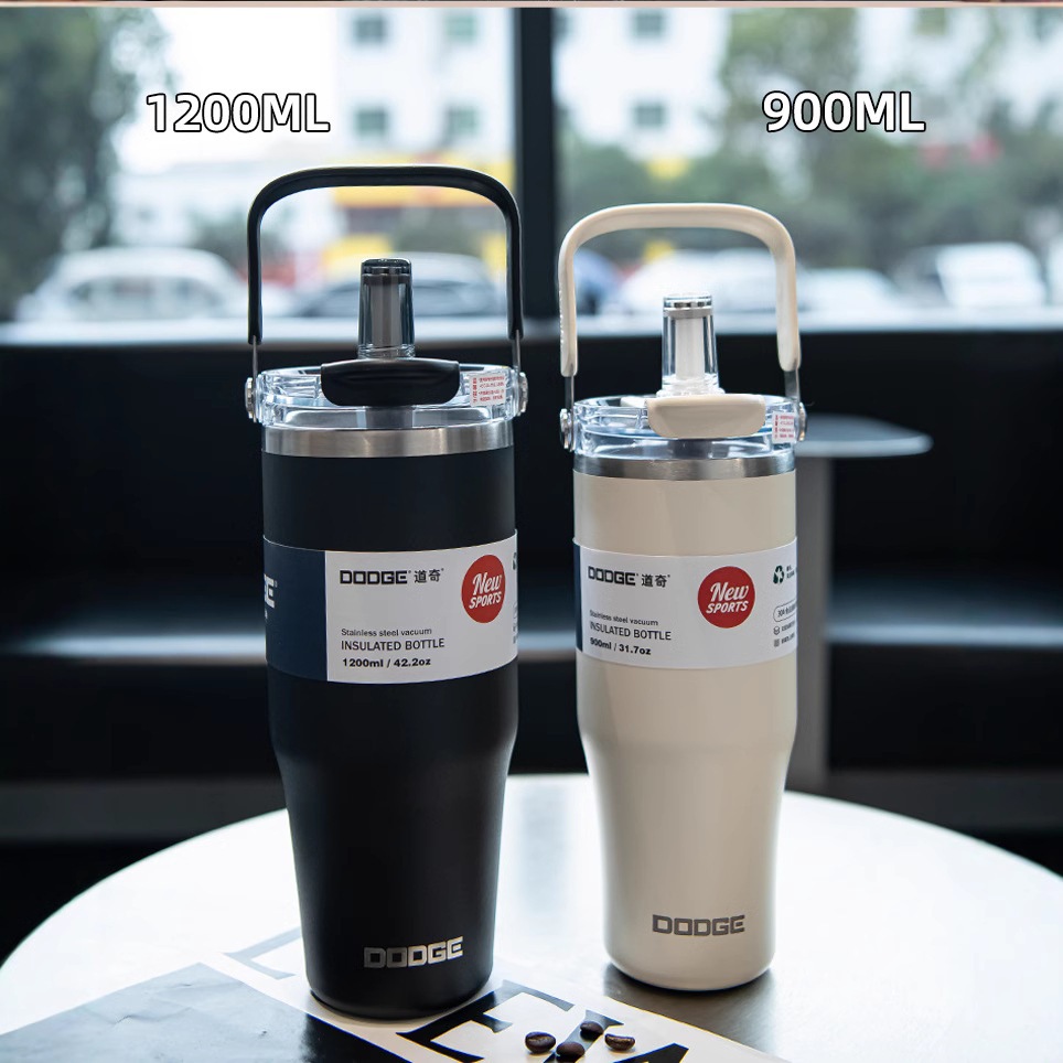 DODGE เก็บอุณหภูมิ มีสายหูหิ้ว ได้ทั้งน้ำร้อนน้ำเย็น มาพร้อมฝาปิดหลอดแม่เหล็ก แสตนเลส 304 ขนาด 750ml/900ml/1200ml